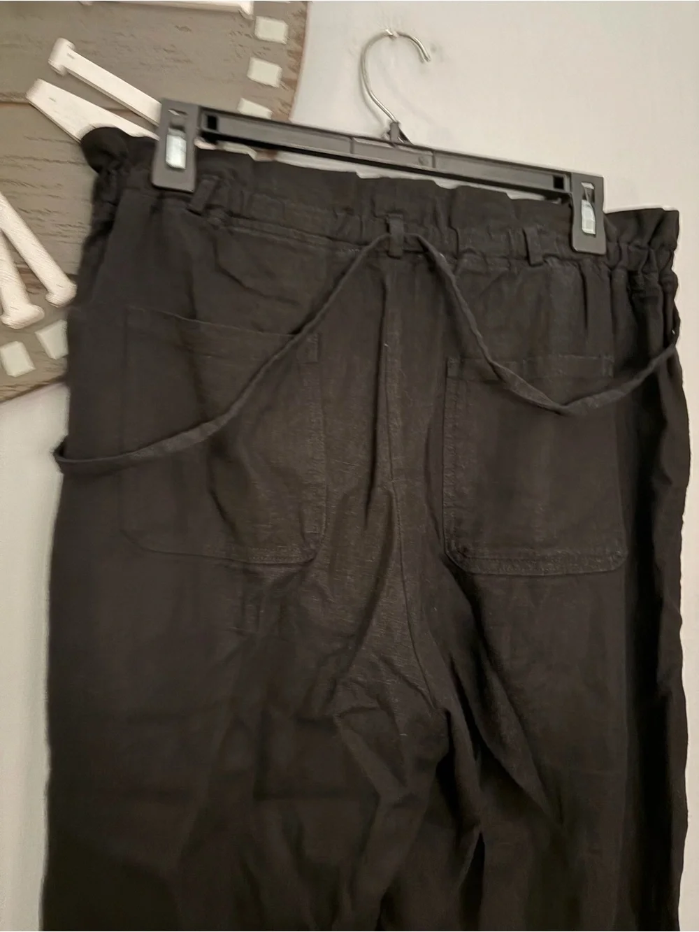 Love Tree Black elastic linen Pants